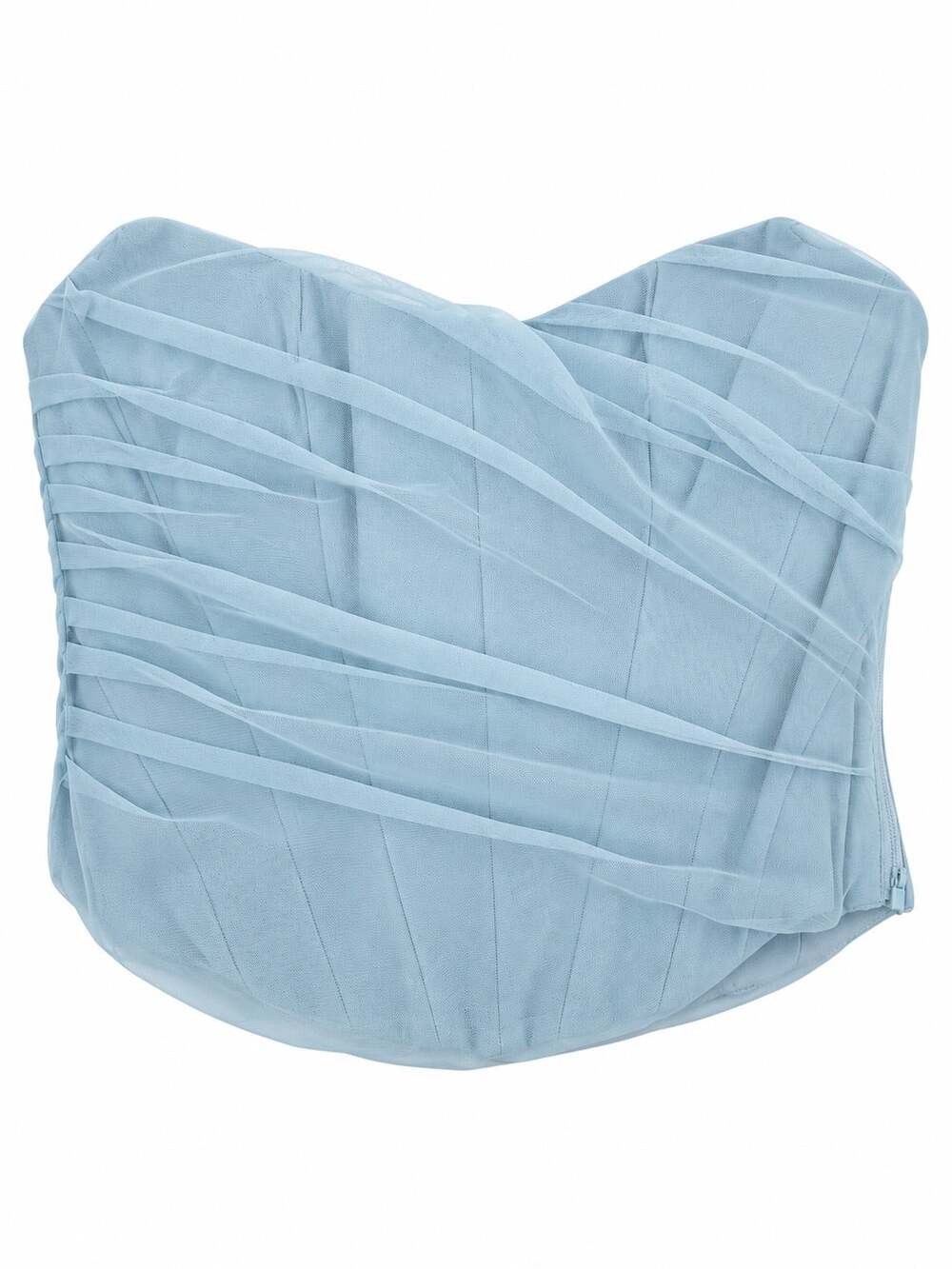 House of CB Fuller Cup Corset Top Baby Blue Medium Strapless Draped Mesh Boned